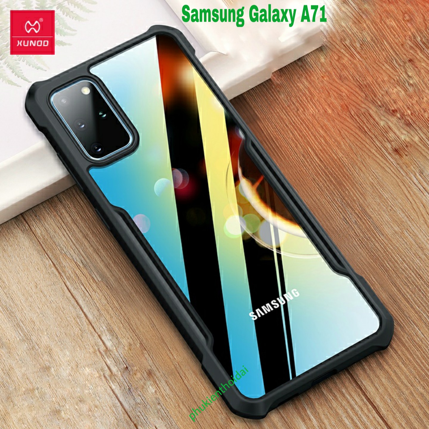 Ốp lưng XUNDD Samsung Galaxy A71 chống sốc mặt lưng trong viền màu TPU chống ố vàng