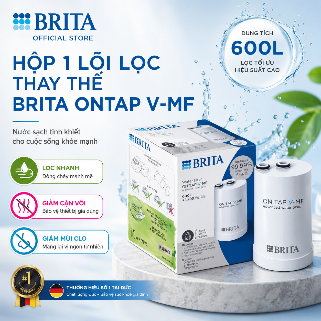 Lõi Lọc BRITA ON TAP VM-F, BH 12 Tháng, Hàng Chính Hãng