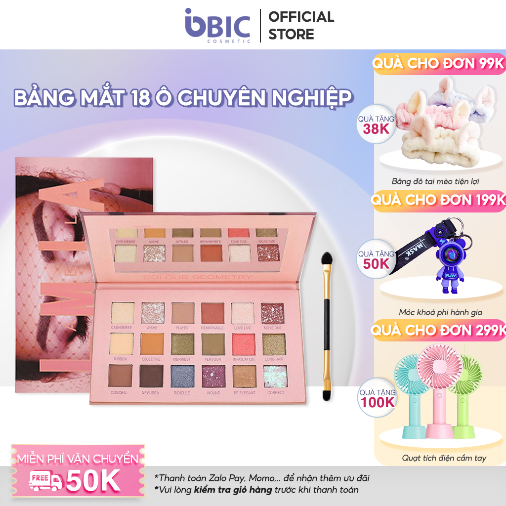 Bảng phấn mắt nhũ kim tuyến 18 ô Lameila lấp lánh kèm cọ mắt , Phấn mắt trang điểm hot trend siêu xinh dành cho mọi cô gái dễ dàng phối hợp nhiều phong cách trang điểm PHAN-MAT-18O