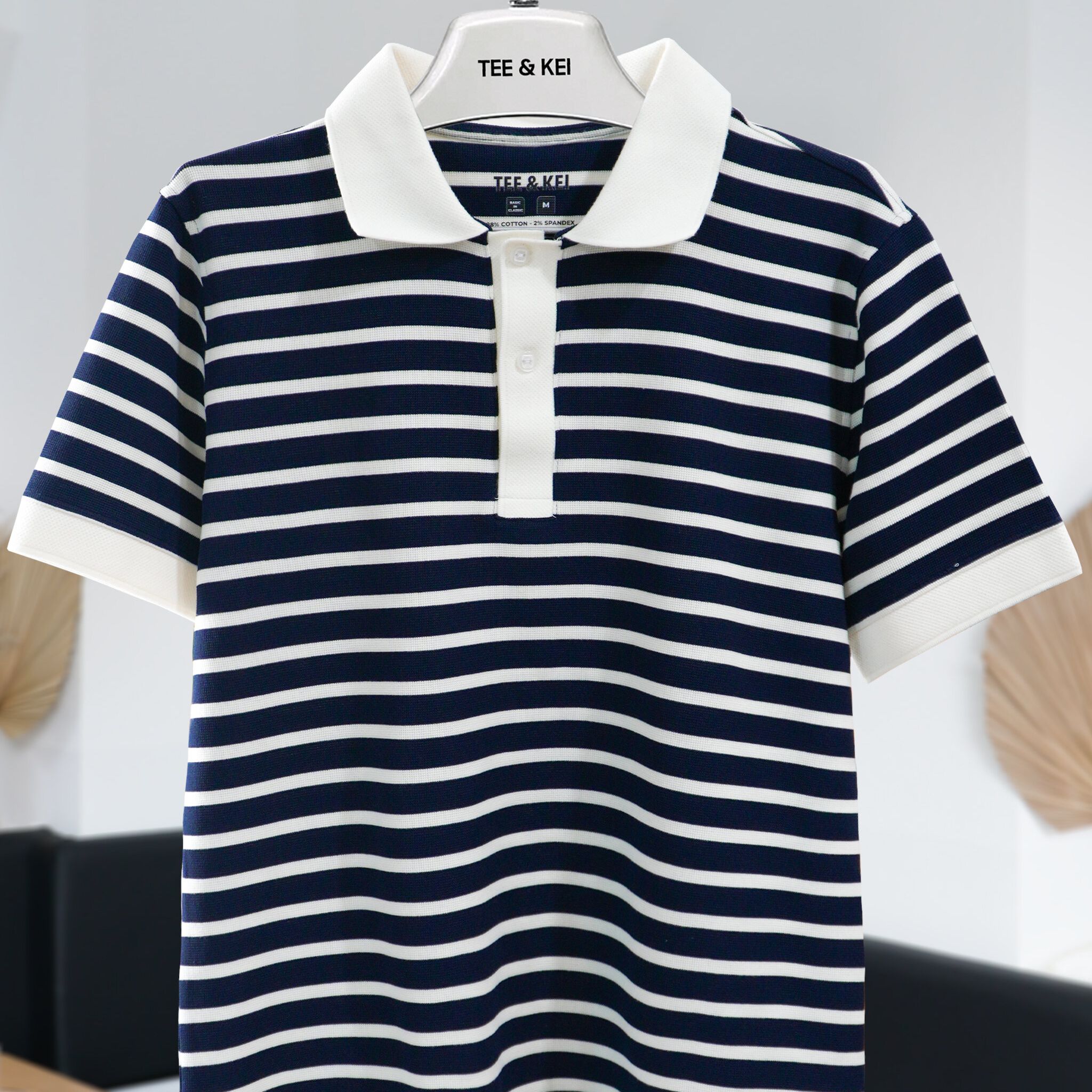 TEE & KEI - Áo Polo Nam Striped Blue Cotton Phong Cách Sành Điệu, Thanh Lịch