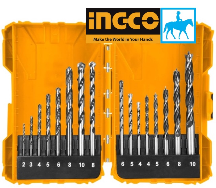 Bộ 16 mũi khoan kim loại bê tông gỗ ingco akd9165 akdl11601 tacsdl11601