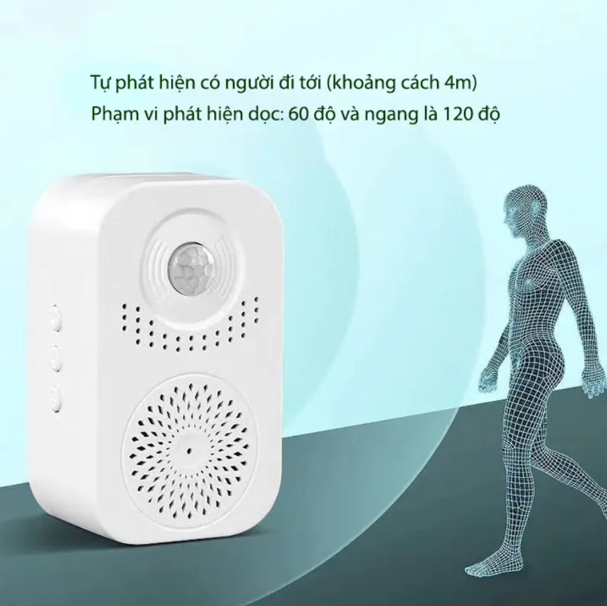 Chuông báo khách thông minh PINGRON PR-P03RC tự động ghi âm tiếng việt, âm thanh lớn và có tích hợp hồng ngoại không dây