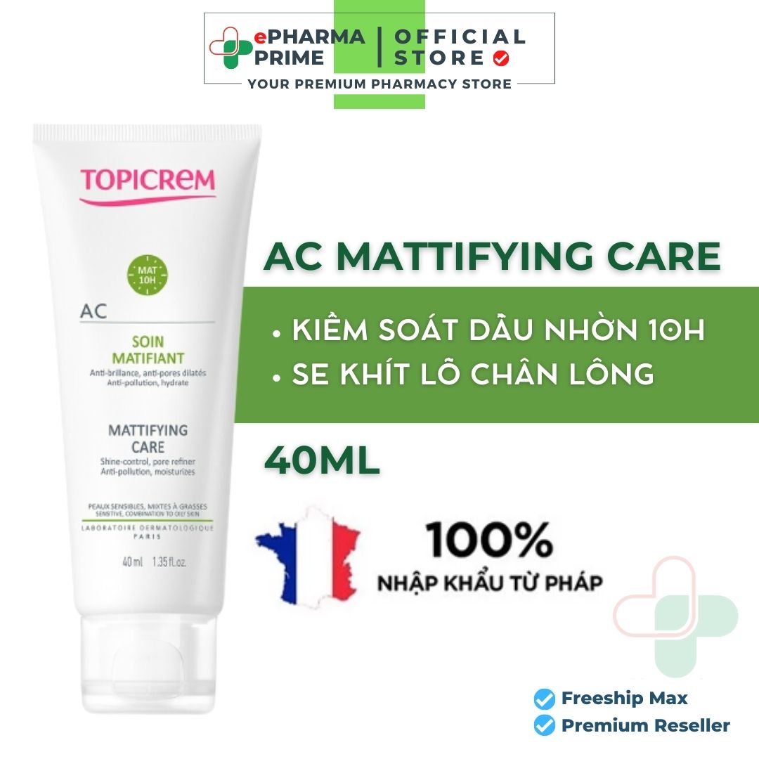 Kem Dưỡng Ẩm TOPICREM AC Mattifying Care Giảm Bóng Nhờn, Kiềm Dầu 40ml