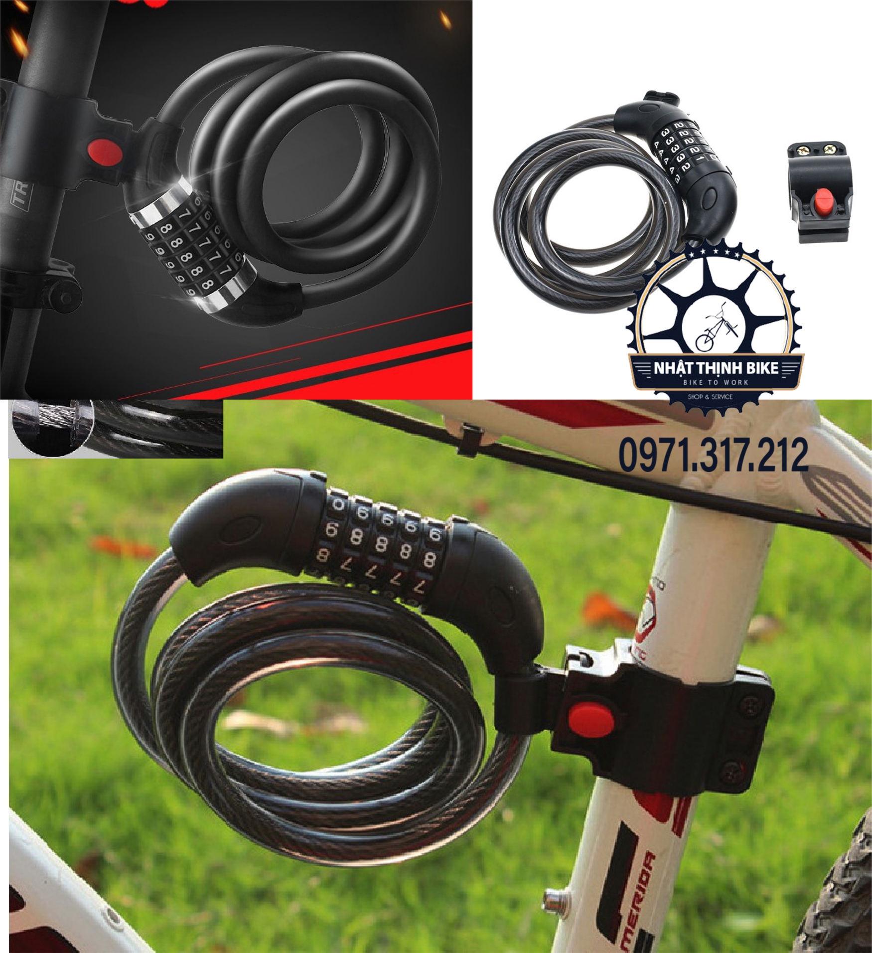 Khóa xe đạp khóa dây mã số Tonyo 5 số đổi được mã