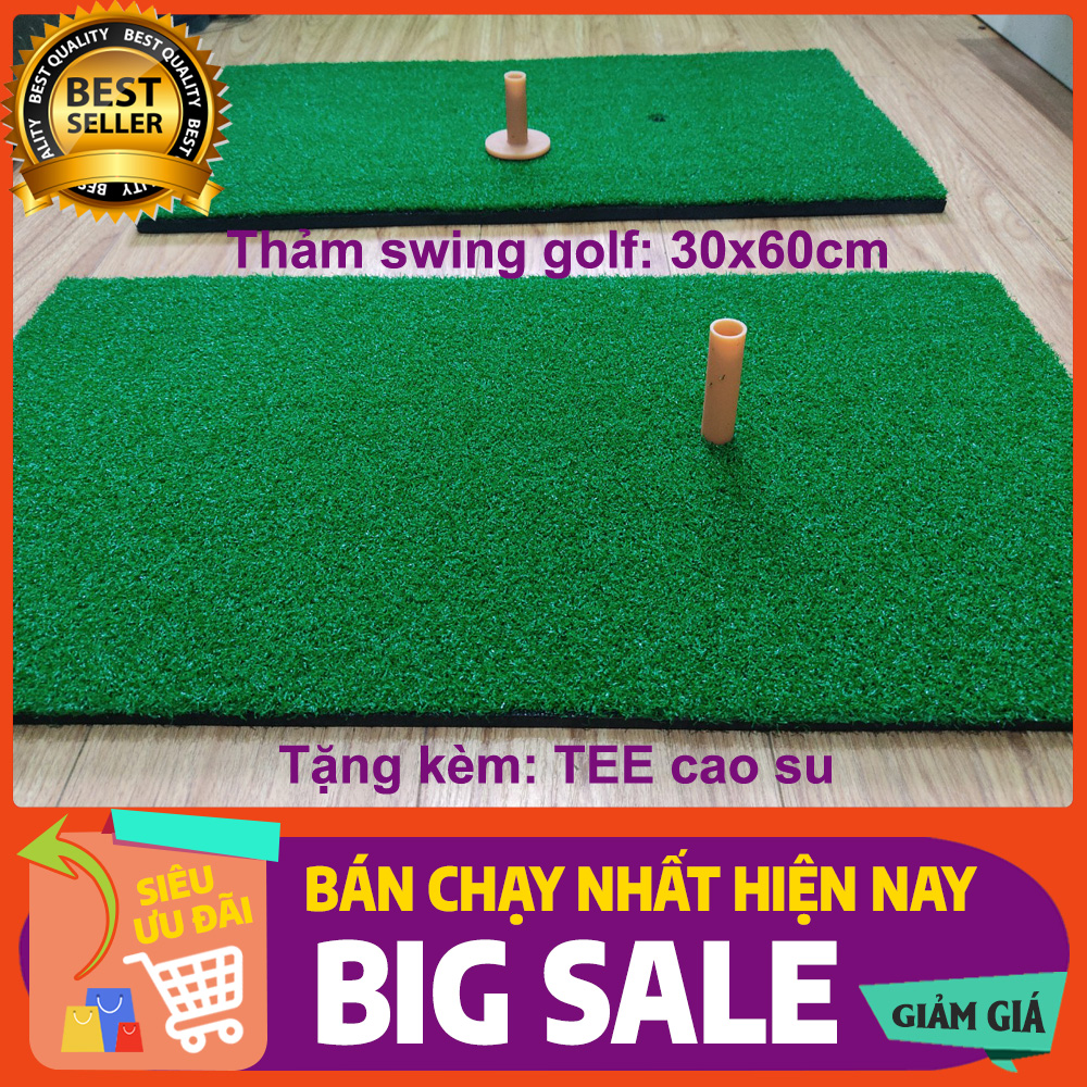 Thảm tập golf swing 30x60cm chính hãng PGM loại cao cấp, Tặng kèm tee cao su
