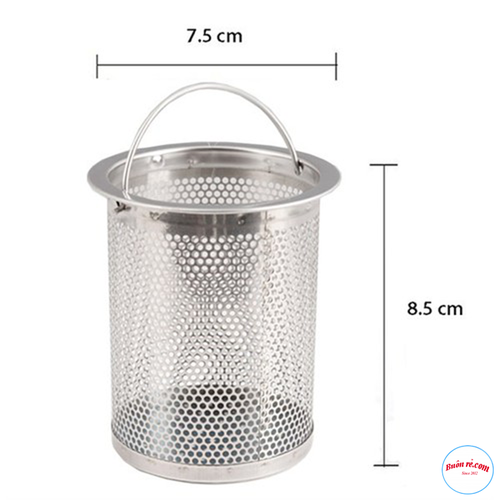 Combo 2 giỏ đựng rác tại bồn rửa bát có nắp đậy bằng inox - giỏ lọc rác có quai xách tiện dụng