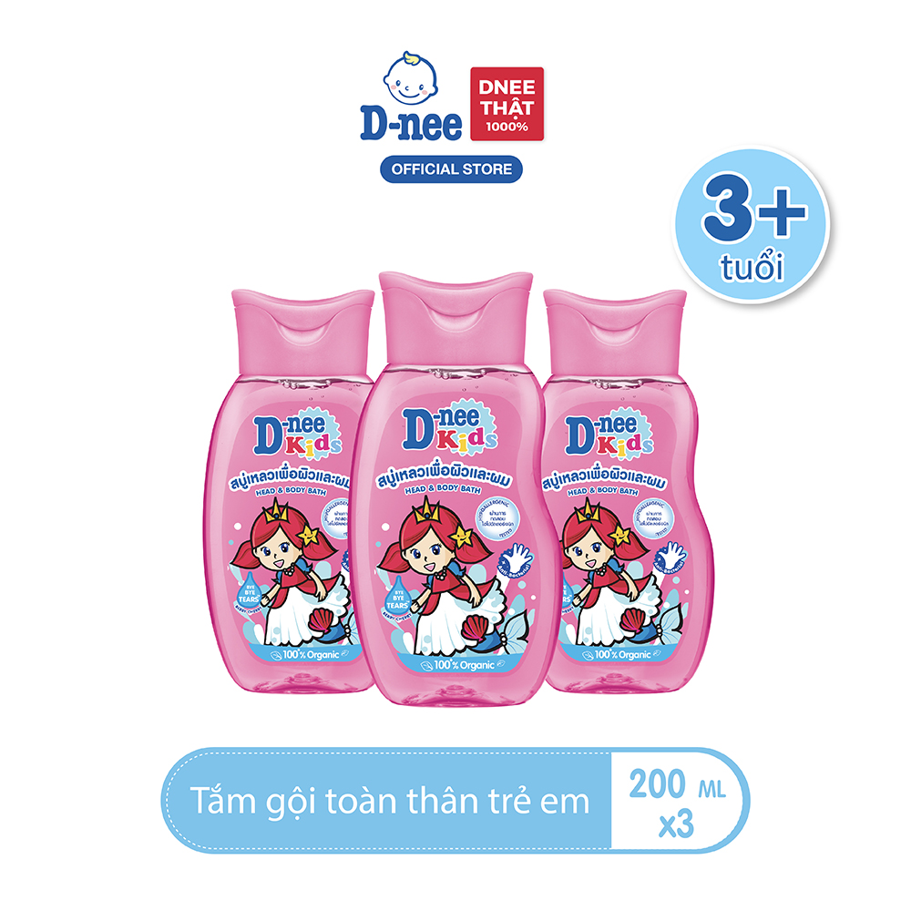 Combo 3 tắm gội toàn thân trẻ em d-nee 200 ml - berry cherry