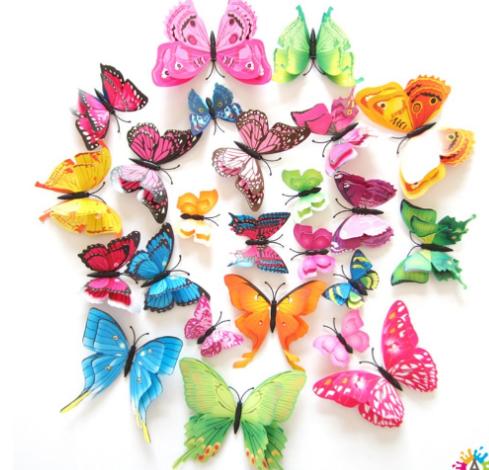 Bộ 12 bươm bướm màu sắc trang trí nhà cửa