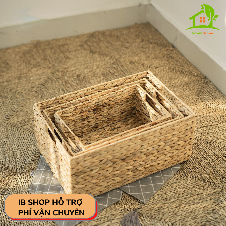 Giỏ Lục Bình Đa Năng GreenHome Để Đồ Đựng Quần Áo Mỹ Phẩm - Decor Phòng Ngủ Phòng Khách - Hộp Đựng Đồ Lục Bình Khung Sắt Có Nắp Nậy