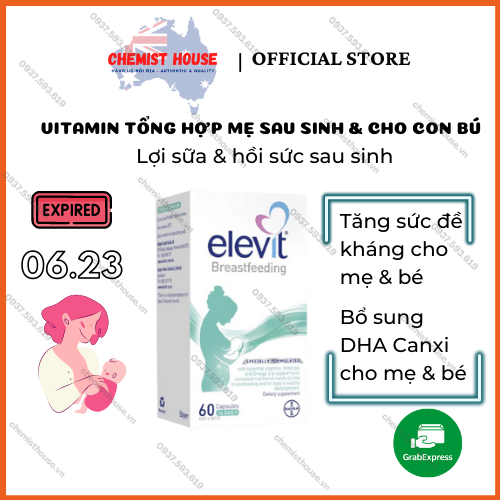Viên uống lợi sữa cho Mẹ sau sinh 60 viên - Lợi Sữa Giúp Gọi Sữa Về ,Thông Tắc Tuyến Sữa Elevit Breastfeeding Multivitamin