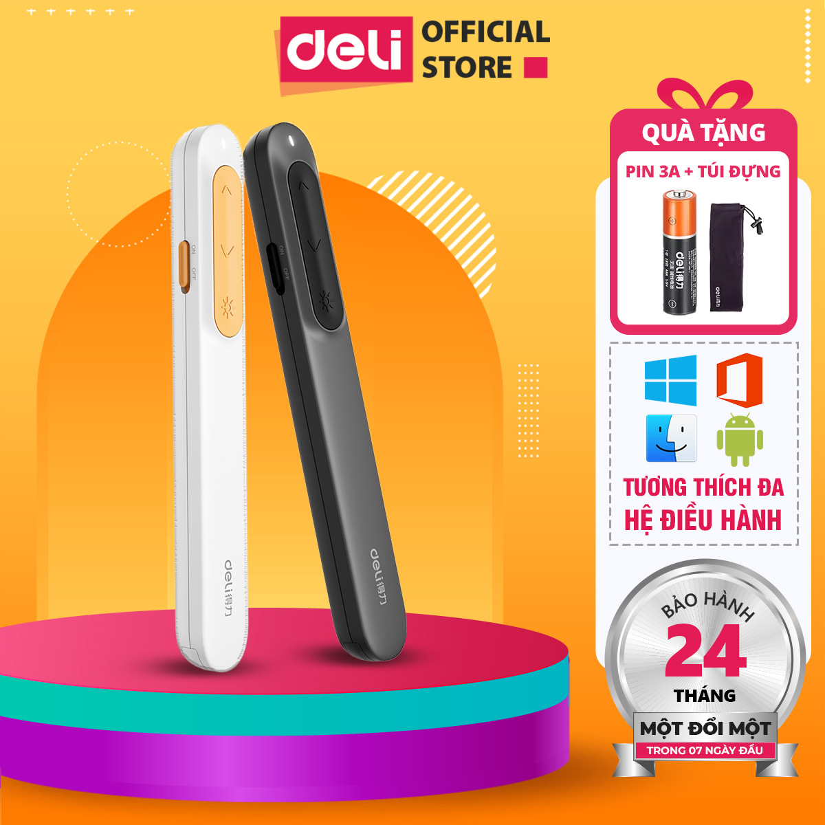 Deli MA100 Presentation Pointer - High-Powered PowerPoint Laser Pointer, Remote Control Range Up to 100M, Versatile USB and Type-C Connection, Modern and Comfortable Design, Ideal for Teaching, Office Use, and Professional Presentations