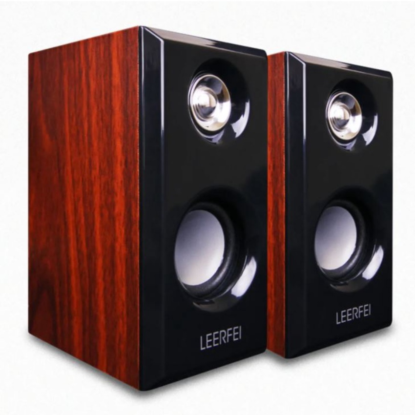 Loa Vi Tính 2.0 LeerFei Vân Gỗ, Âm Thanh sống Động