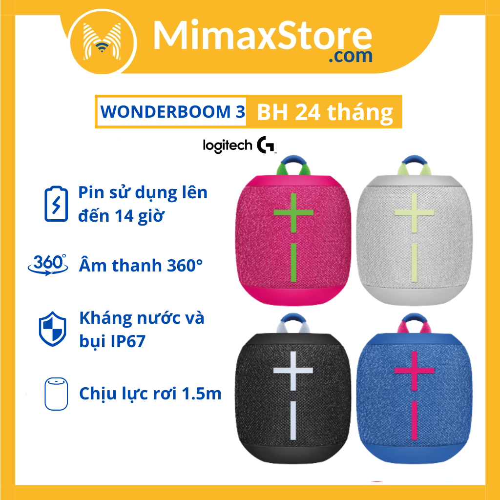 Loa không dây bluetooth logitech ue wonderboom 3 | hàng chính hãng | bảo hành 24 tháng | mimax store