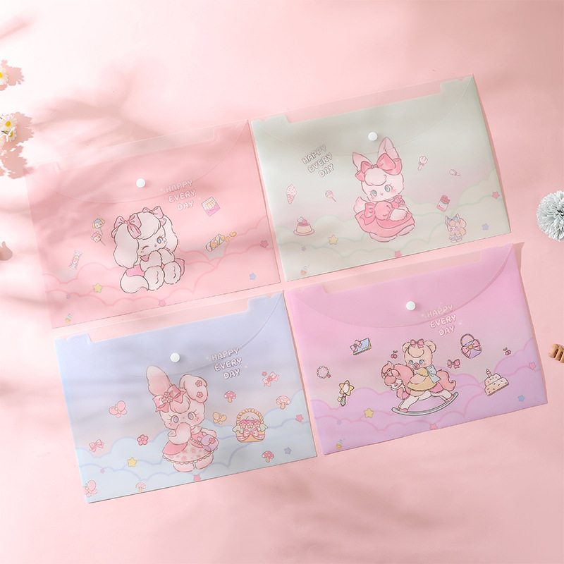 Set 3 bìa sơ mi nút khổ A4 in hình dễ thương