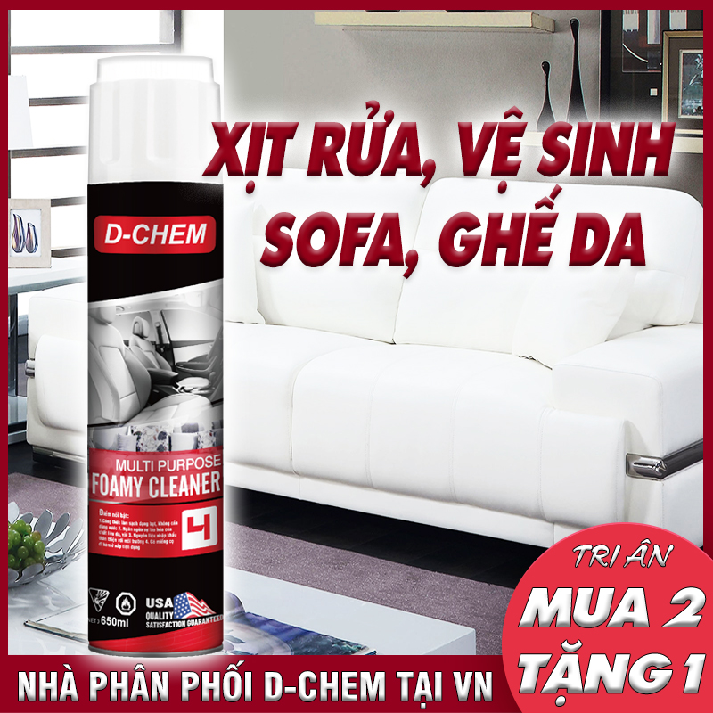 Chai Xịt Vệ Sinh Ghế Sofa Da Tại Nhà DCHem Kèm Bàn Chải Ở Nắp