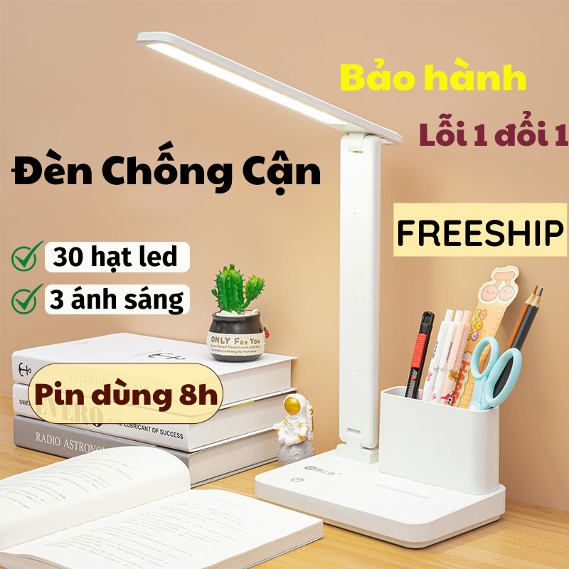 Đèn học cảm ứng, đèn để bàn làm việc, bàn học tích điện leon store