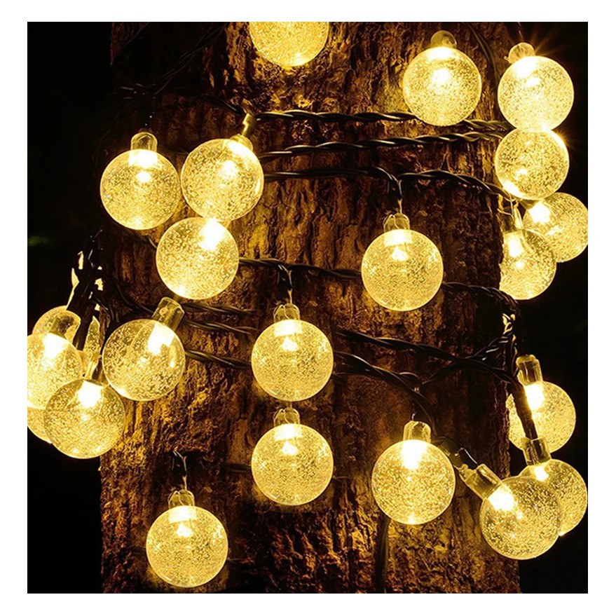 Dây đèn led trang trí cherry ball bi bọt dài 10m bóng pha lê cắm điện có phích nối dài dây - đèn trang trí noel