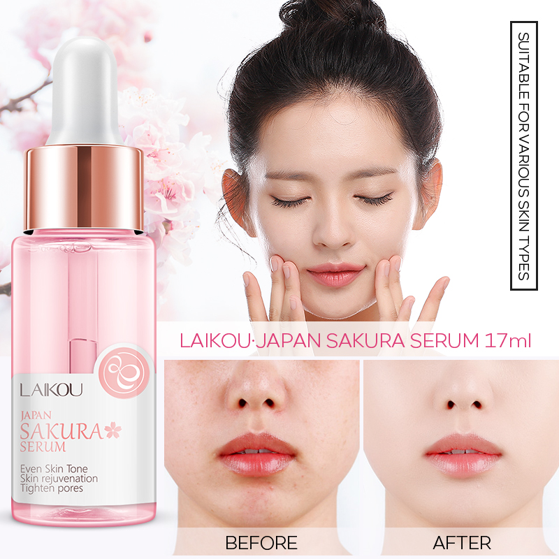 Laikou Nhật Bản sakura huyết thanh cho da mặt trẻ hóa da hoa anh đào chiết xuất chăm sóc da huyết thanh 17ml