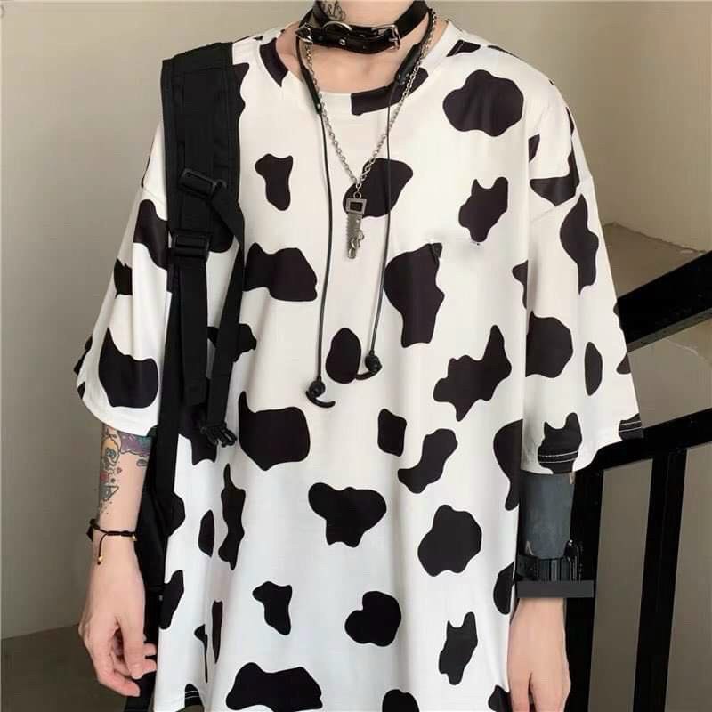 Áo thun nam nữ bò sữa cá tính form rộng vải cotton co dãn thoải mái thời trang cao cấp