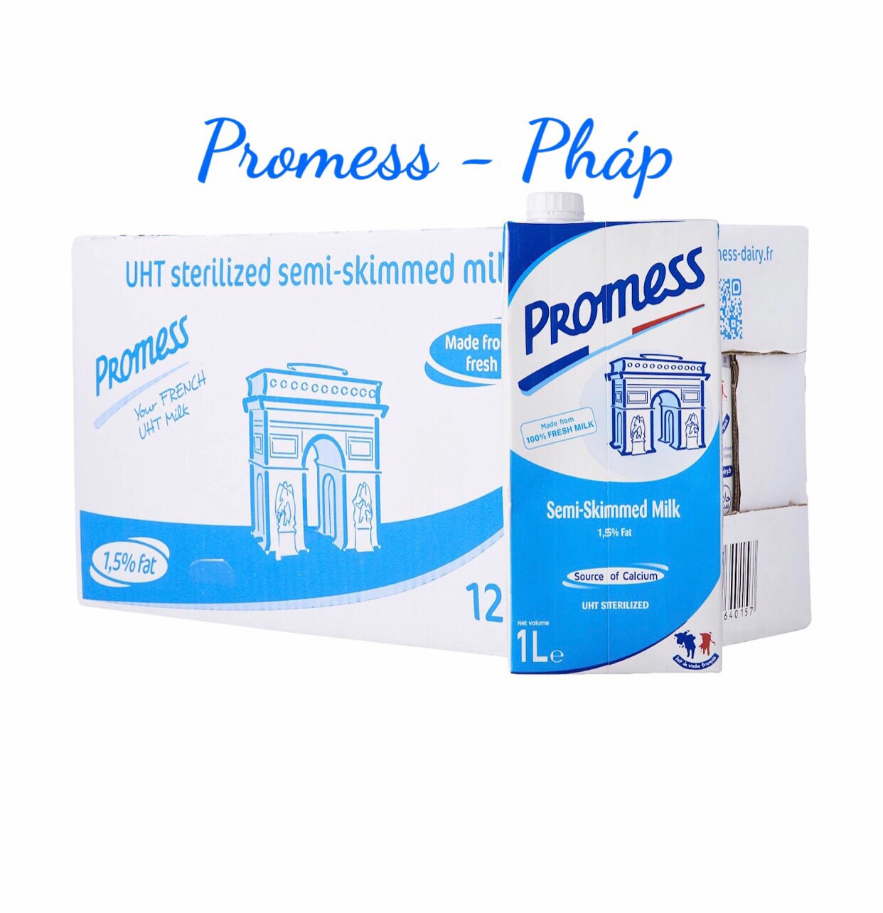 THÙNG 6 HỘP 1L SỮA ÍT BÉO PROMESS PHÁP ( 1 Hộp/ 1L )