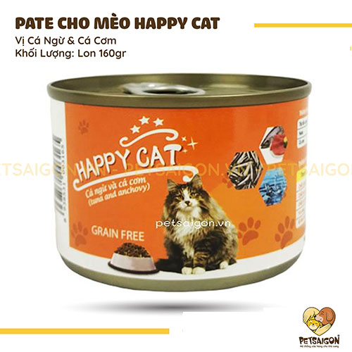 CHÍNH HÃNG  PATE HAPPY CAT CHO MÈO - LON 160G