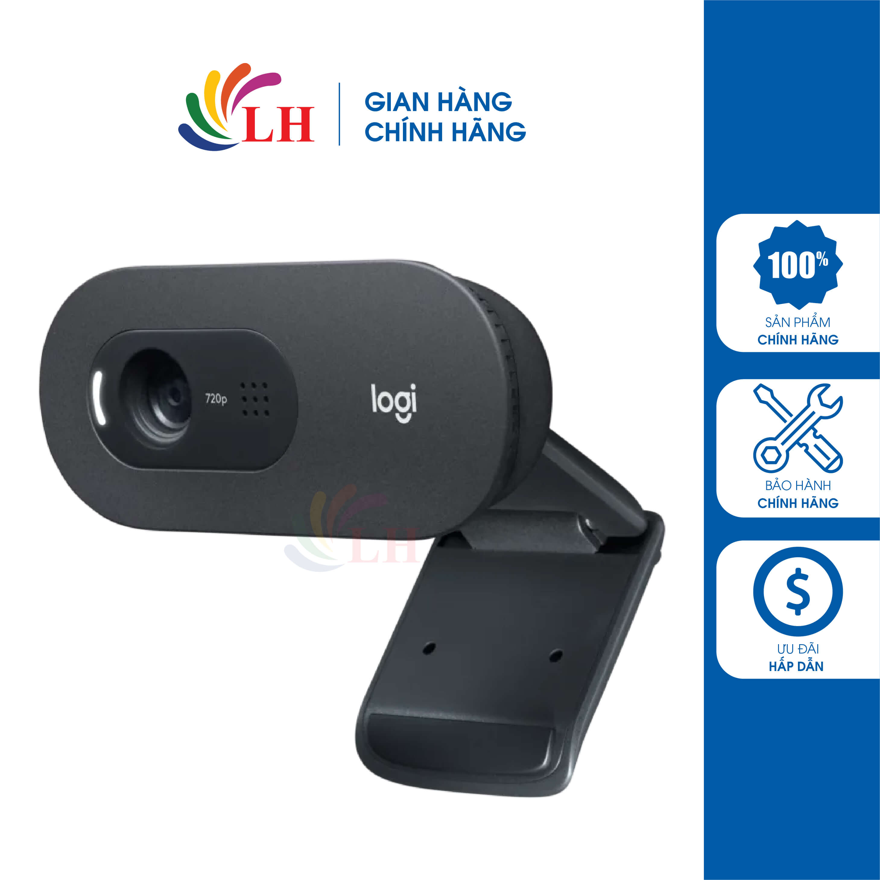Webcam logitech c505 hd v-u0018 - hàng chính hãng - tương thích nhiều hệ điều hành, dây dài 2m, kết nối usb-a thuận tiện