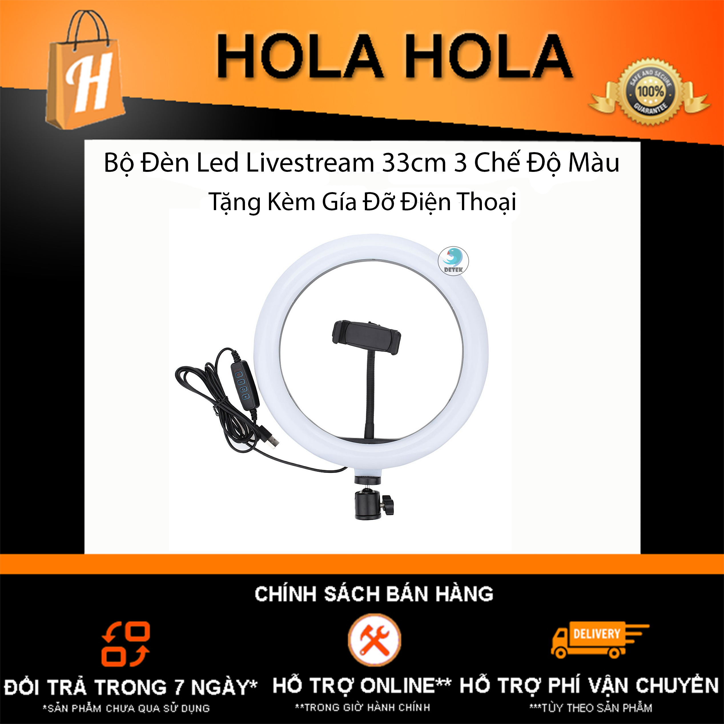 Đèn led livestream 33cm 3 chế độ đèn tặng kèm giá đỡ điện thoại