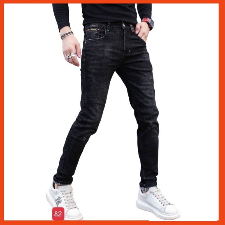 [HCM]Quần jean nam chất bò co giãn quần bò nam mẫu mới màu đen chất vải đẹp phom ôm body thời trang phong cách HL STORE ms82