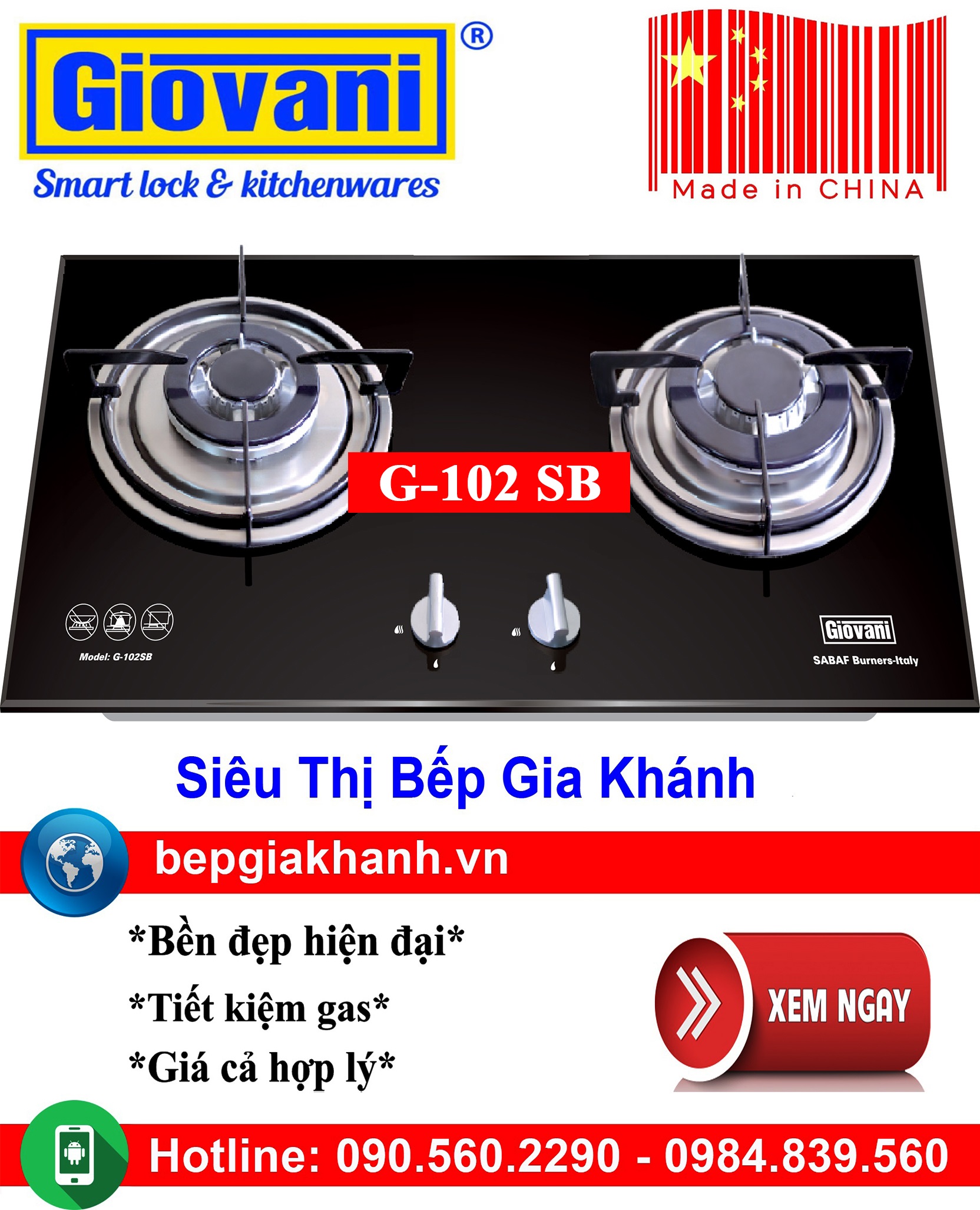 [HCM]Bếp gas âm 2 vùng nấu Giovani G-102 SB sản xuất Trung Quốc, bếp gas, bếp gas đôi, bếp gas đơn, bếp gas âm, bếp ga, bếp ga đôi, bếp ga đơn, bếp ga âm, bep ga, bep gas