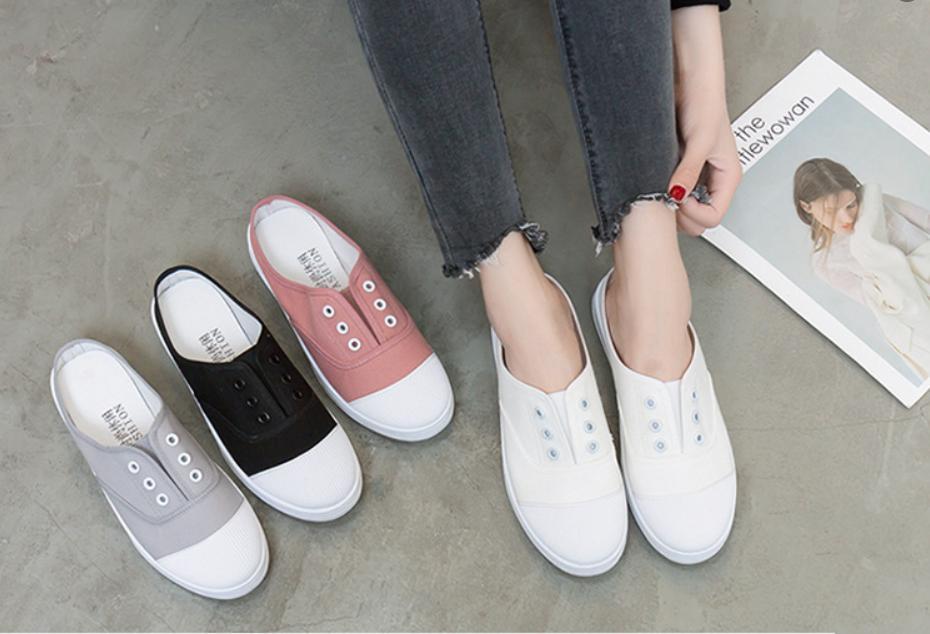 Giầy mọi lười thể thao hở gót (sục vải) giầy slip on vải nữ Hàn Quốc cao cấp đẹp giá rẻ 317 GVNU02