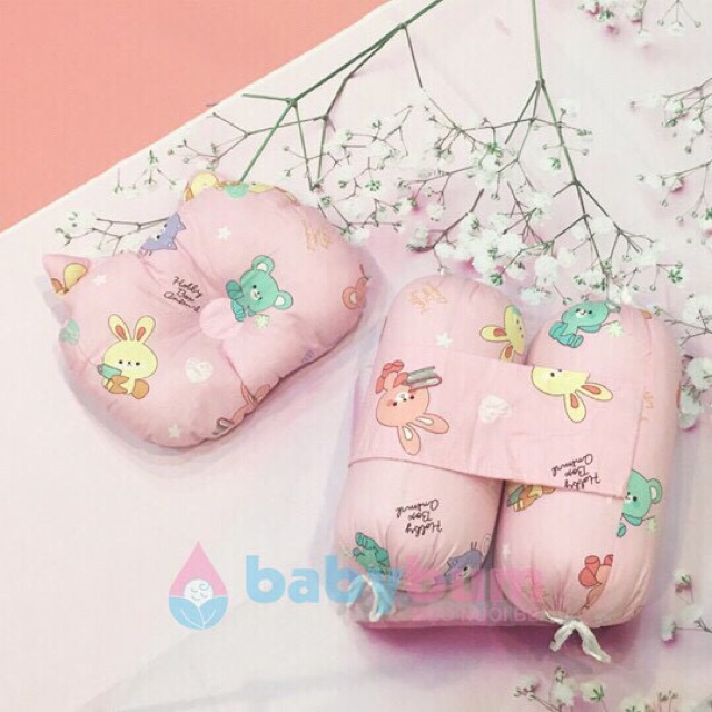Bộ gối chặn bông sơ sinh kèm gối an toàn cho bé