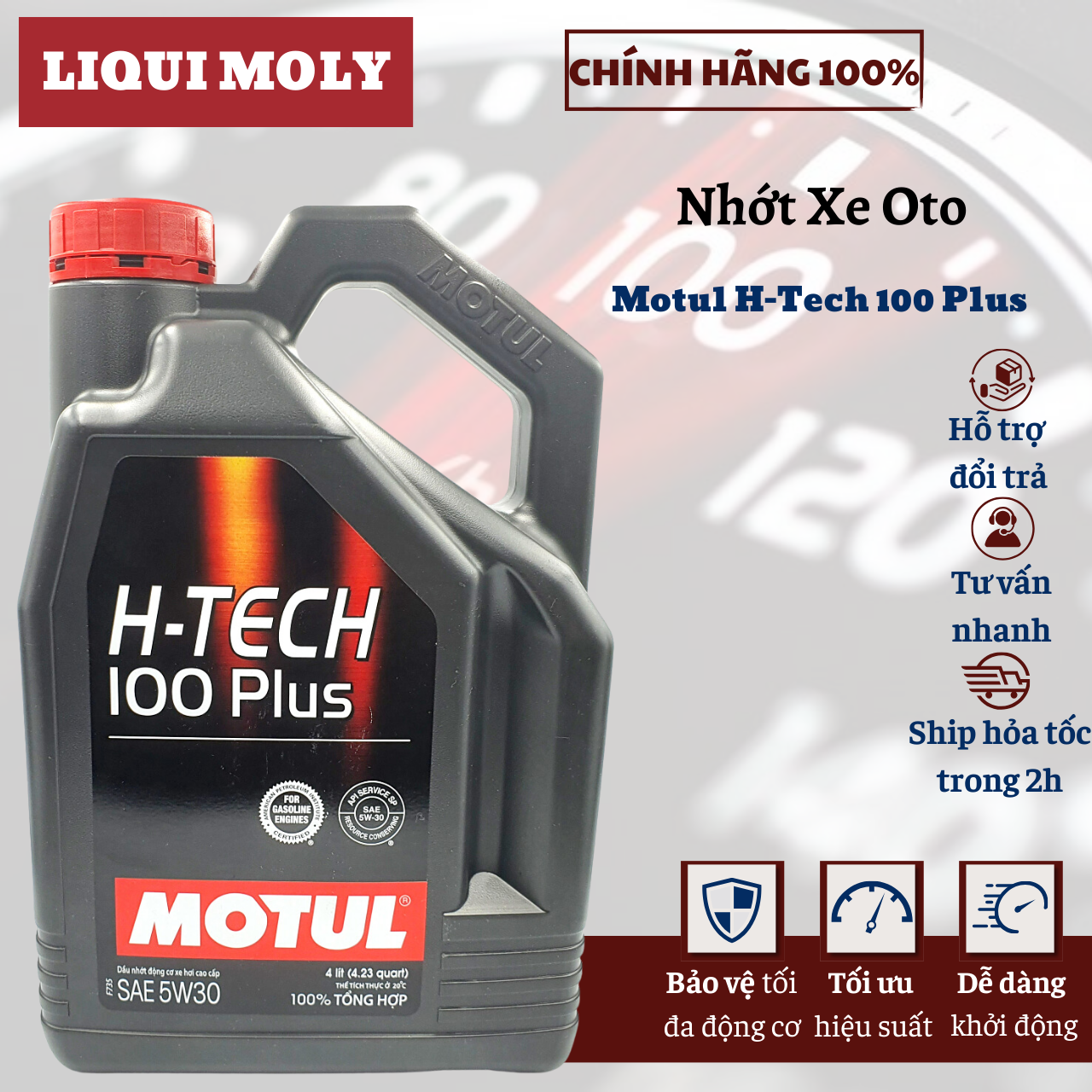 Dầu nhớt xe ô tô motul h-tech 100 plus 5w30 4l