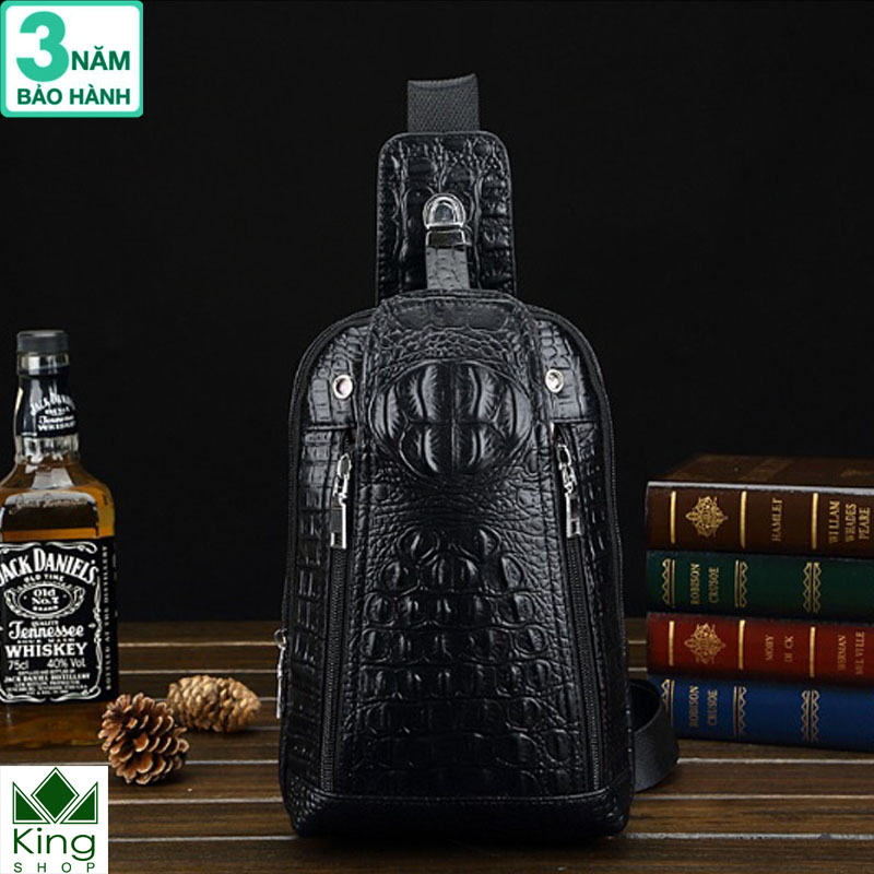 Túi đeo chéo nam da Bò thật 100% dập vân cá sấu cao cấp Bảo Hành 3 Năm