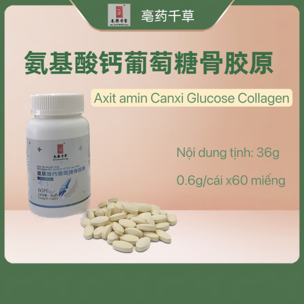 Kẹo Axitamin Canxi Glucoze Collagen,60 cái/hộp，hương vị ngọt ngào