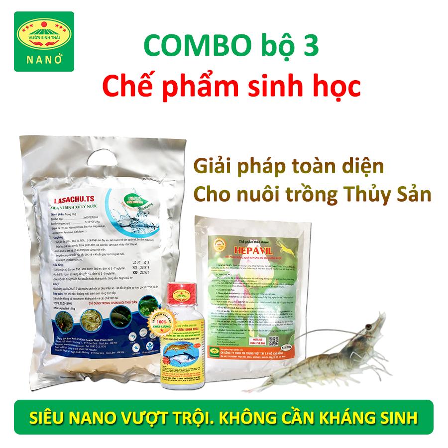 (Combo bộ 3). VƯỜN SINH THÁI cho Thủy Sản. Tôm, Cá nở ruột, chắc thịt, lớn nhanh. Khỏi lo rỗng ruột, phân trắng, vàng mang sưng gan. Ổn định màu nước, ức chế tảo lam và khí độc