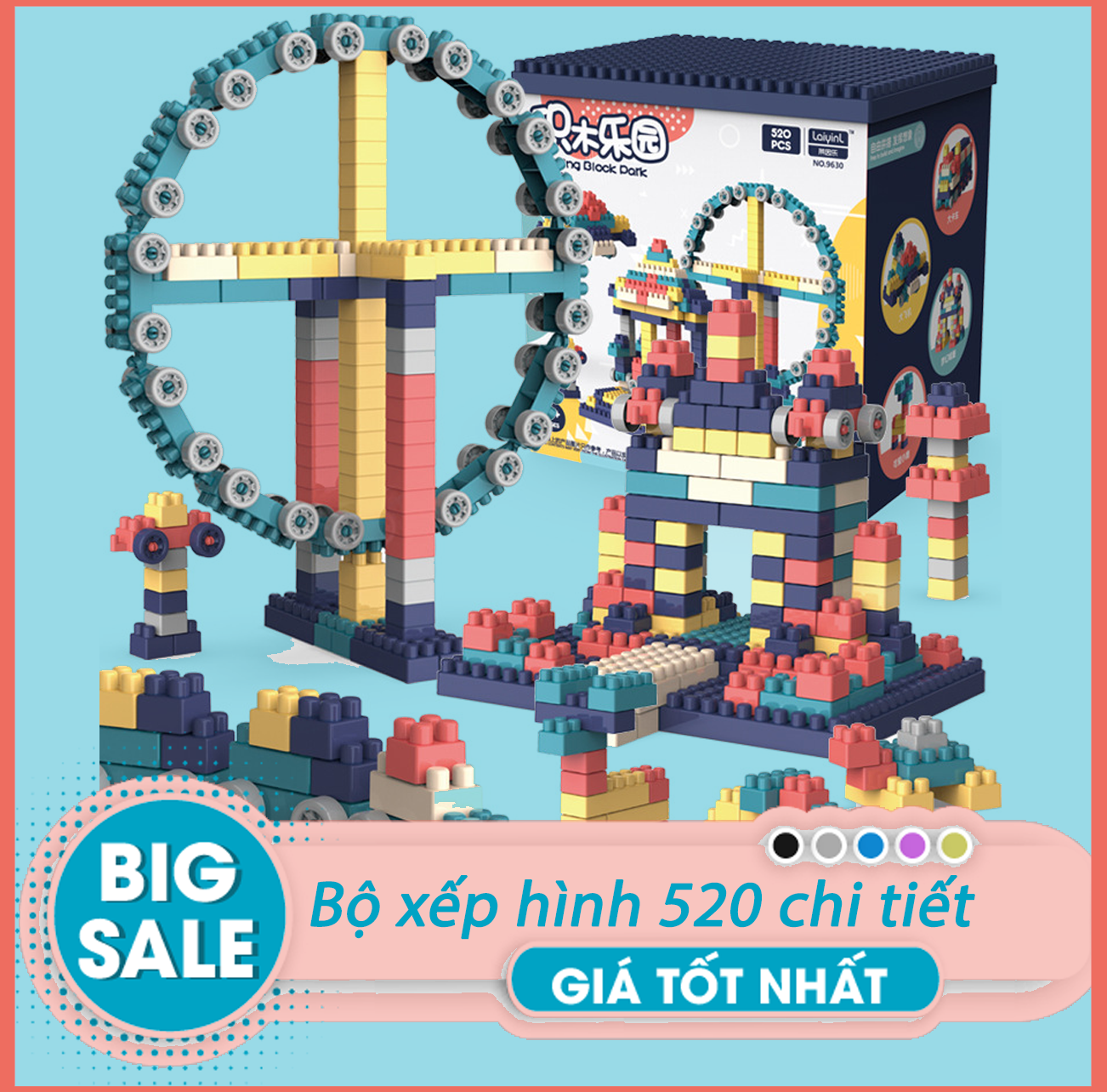 Đồ chơi xếp hình -Bộ LEGO 520 chi tiết-Bộ xếp hình 520 chi tiết cho bé - Đồ chơi phát triển trí tuệ trẻ-Đồ chơi lắp ráp, xếp hình