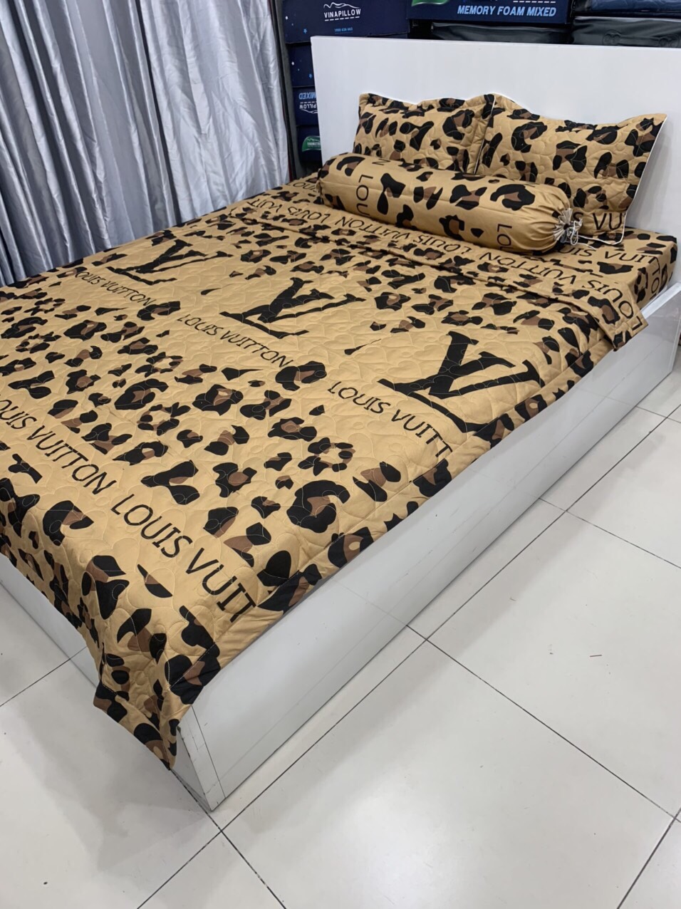 Combo bộ 5 món kích thước chuẩn 1m6x2m - chất vải cực đẹp, đường may tỉ mỉ, chăn và vỏ gối chần bông .poly hàn quốc phu kien giuong ngu, bo chan ra, chan ra 5 mon, chan ga giuong