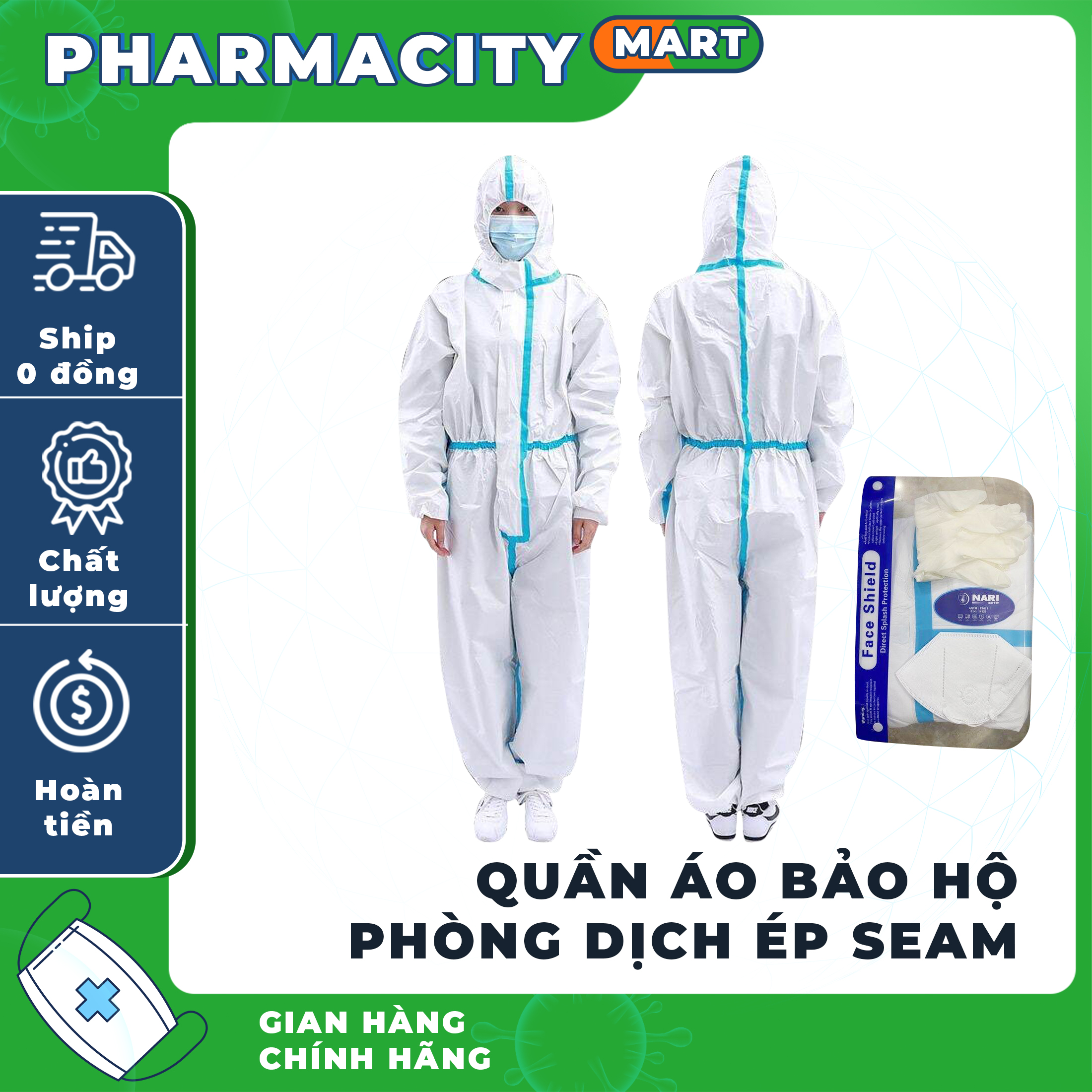 Quần áo bảo hộ phòng dịch ép seam Leve 4