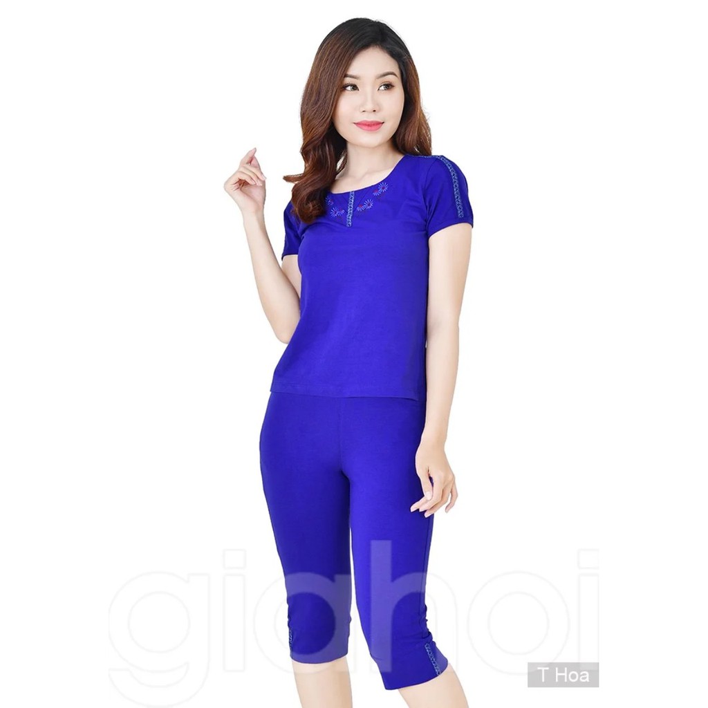 Bộ Mặc Nhà Trung Niên Xuân Hè Gia Hồi T Hoa Lửng