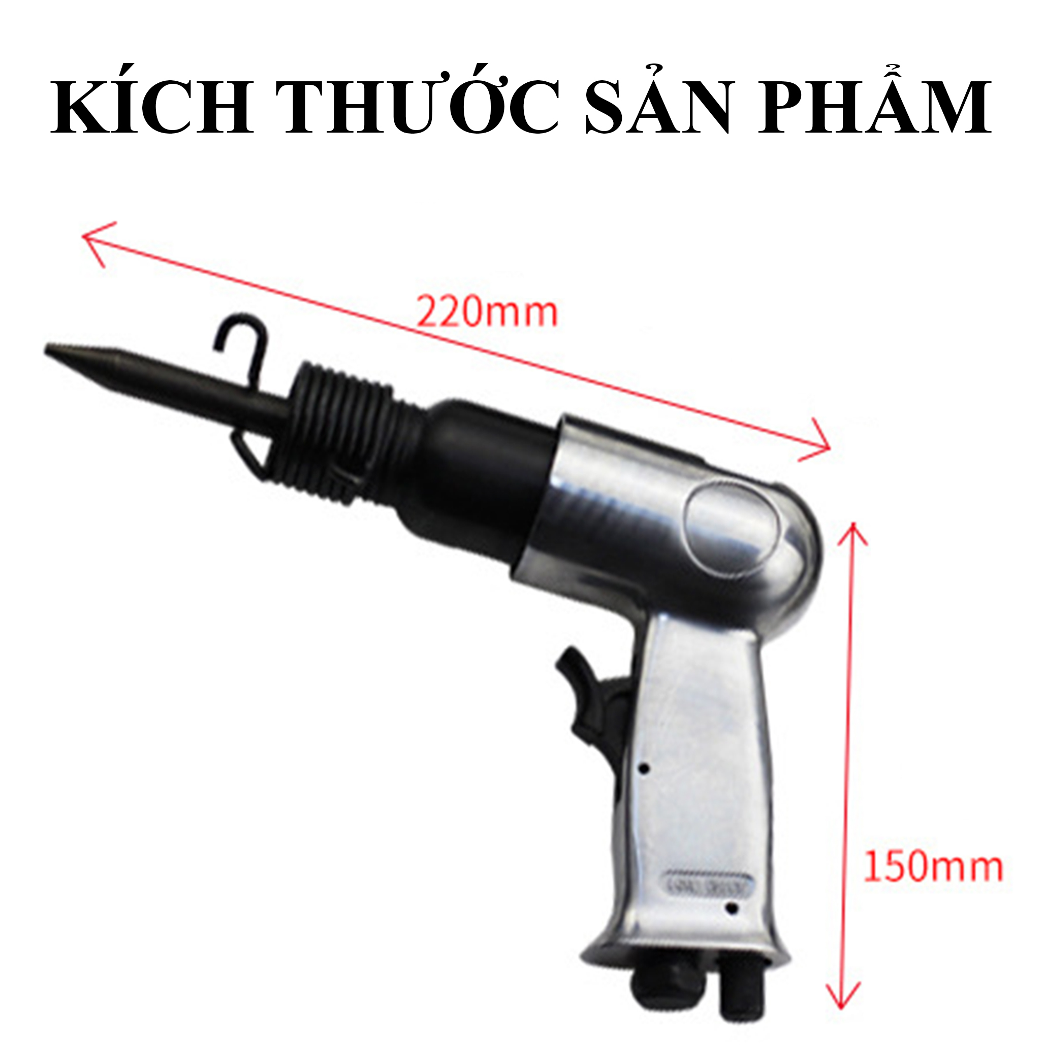 Súng Rung Đục dùng khí nén. Đầu đục rung khí nén