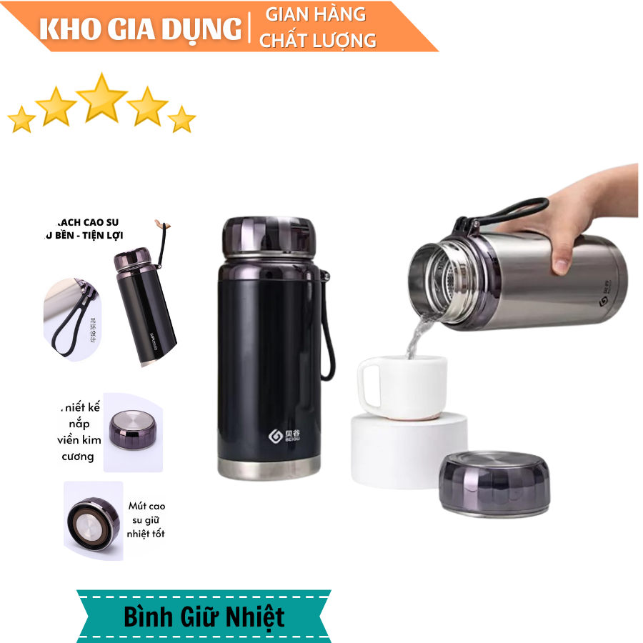 Bình giữ nhiệt kim cương BAOL inox 304 nóng lạnh ly giữ nhiệt nhiều giờ dung tích 1000ml 1200ml 1500ml