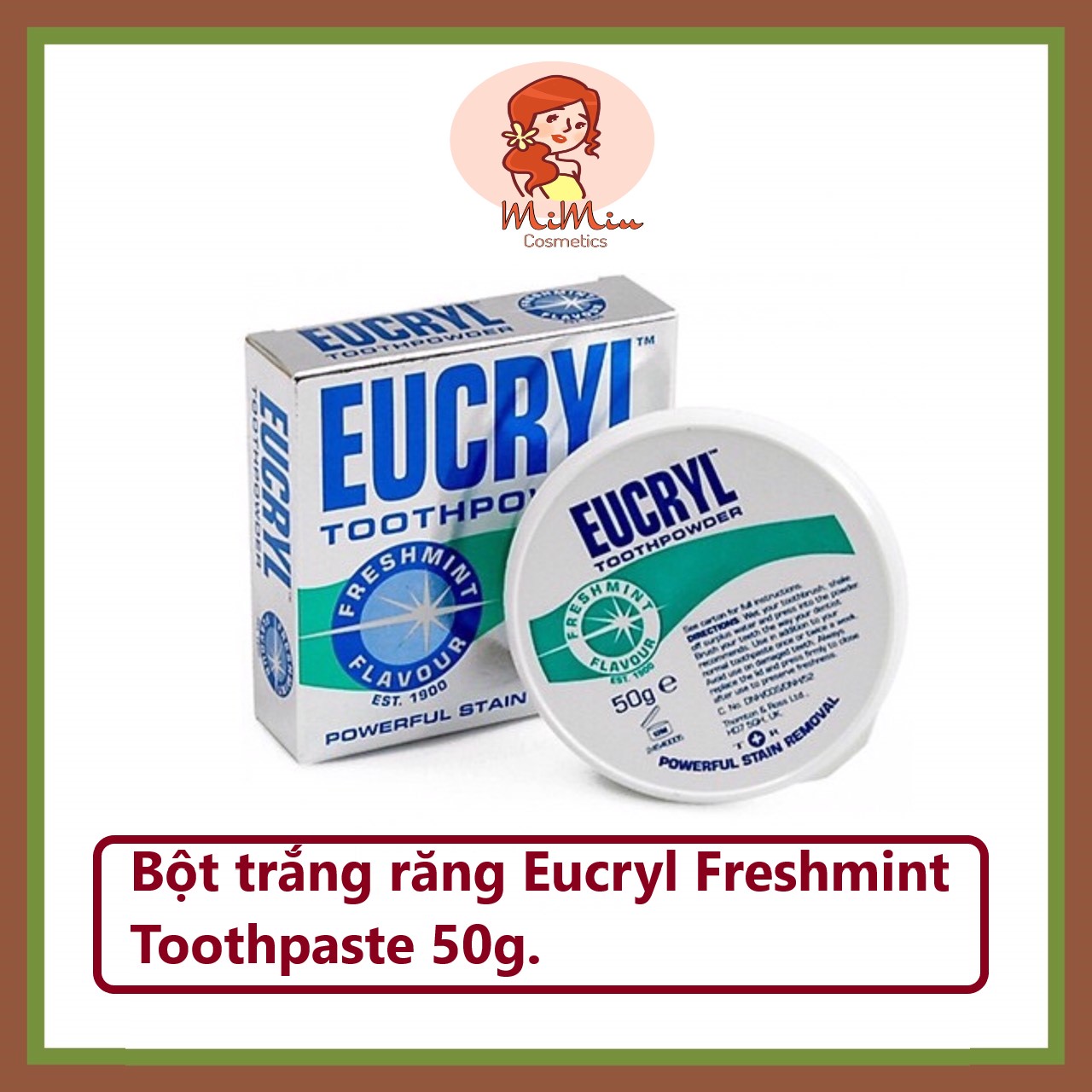 Bột tẩy trắng răng Eucryl Powerful Stain Removal Toothpowder 50g