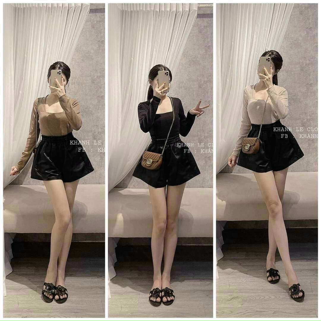 Áo thun tăm tay dài cổ u siêu xinh