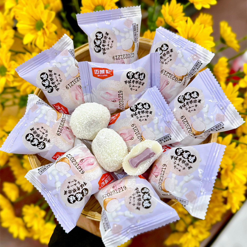 Thùng 500g bánh mochi sữa nhân kem khoai môn, đậu nành, sầu riêng, đào, xoài - beegin store