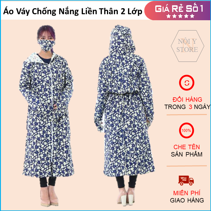 Áo chống nắng - áo váy chống nắng liền thân 2 lớp