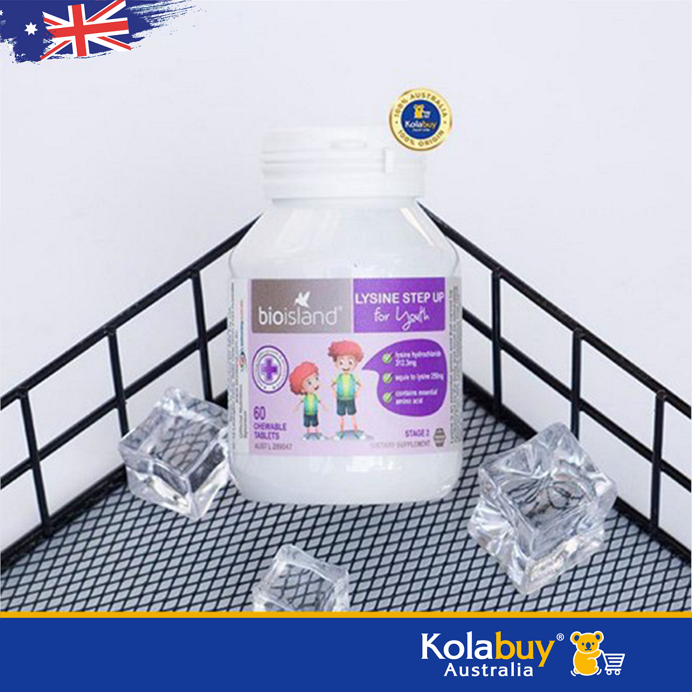 Viên Bio Island Lysine Step Up For Youth Tăng Chiều Cao Úc 60 viên