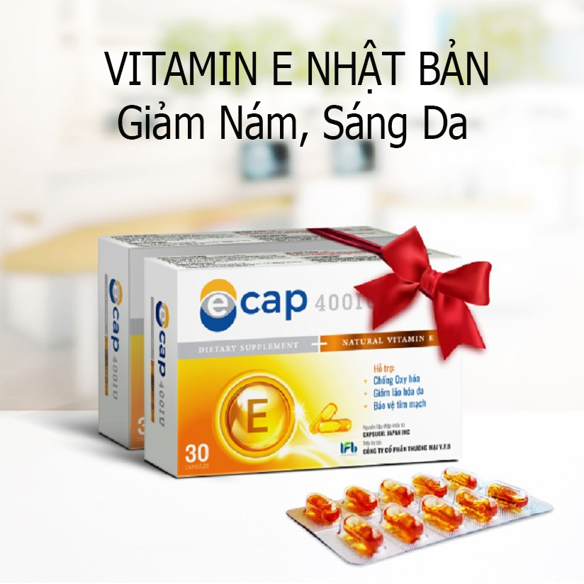 (Combo 2 hộp) Vitamin E tự nhiên 400IU Ecap giúp đẹp da chống lão hóa, tự nhiên chất lượng Nhật Bản