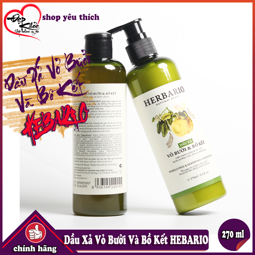 [HCM]Dầu Xả Vỏ Bưởi Và Bồ Kết HEBARIO ( 270 ml )