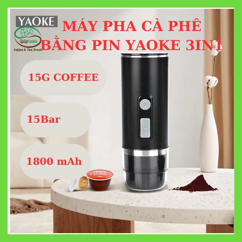 Máy pha cà phê mini espresso yaoke 3in1 2023 nâng cấp hahulado máy pha cafe viên nén nespresso, cà phê bột, cafe viên nén - hàng chính hãng