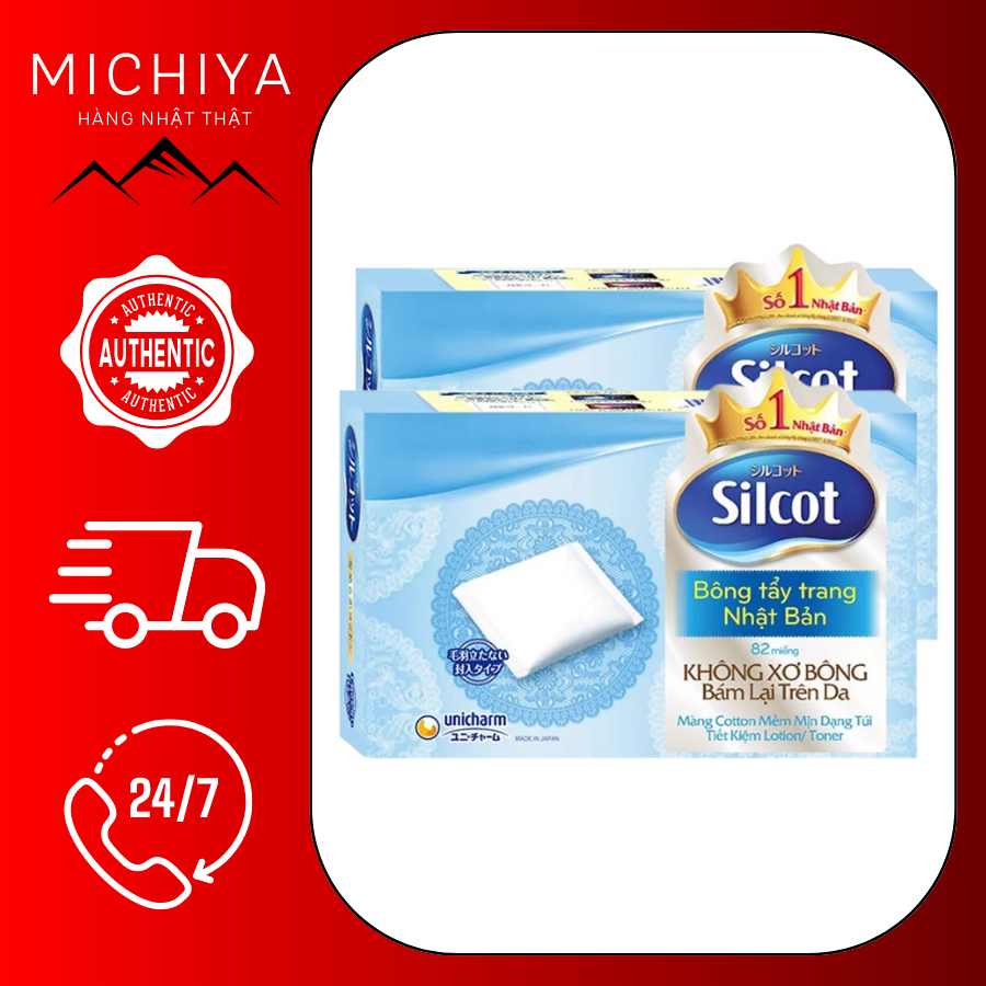 Bông tẩy trang Silcot 82 miếng Nhật Bản, Bông tẩy trang Silcot Nhật Bản hộp 82 miếng
